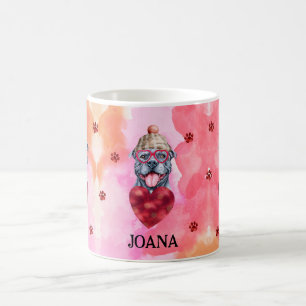 Rosa Orange Grauer Pitbull Valentinstag Geschenk H Kaffeetasse