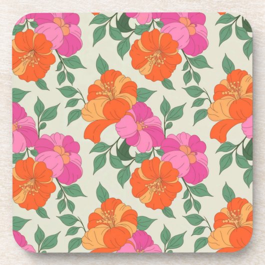 Rosa Orange Green Untersetzer Set (Vorderseite)