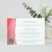 Rosa Orange Green Wedding Information Card RSVP Karte (Stehend Vorderseite)