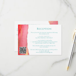 Rosa Orange Green Wedding Information Card RSVP Karte