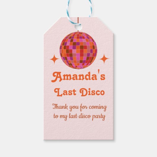 Rosa Orange Groovy Geschenkanhänger (Vorderseite)