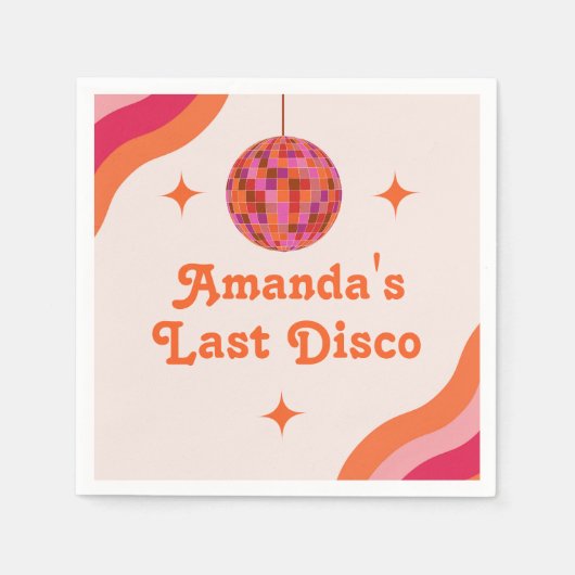 Rosa Orange Groovy Letzte Disco Junggesellinnenabs Serviette (Vorderseite)