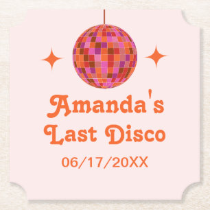 Rosa Orange Groovy Letzte Disco Junggesellinnenabs Untersetzer