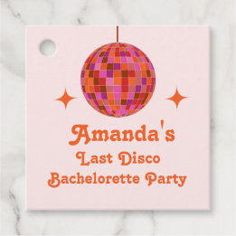 Rosa orange Groovy Letzte Disco-Junggesellinnenpar Geschenkanhänger