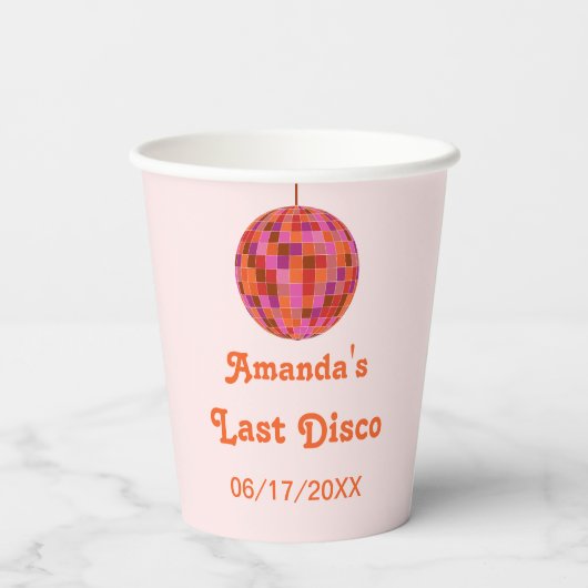 Rosa Orange Groovy Pappbecher (Rückseite)