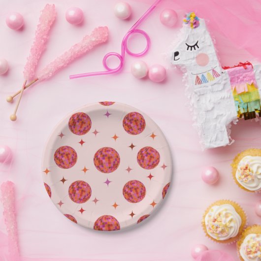 Rosa Orange Groovy Pappteller (Party)