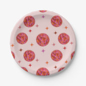 Rosa Orange Groovy Pappteller (Vorderseite)