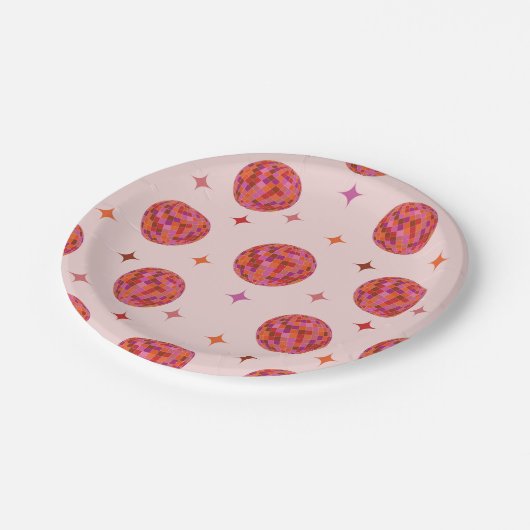Rosa Orange Groovy Pappteller (Schrägansicht)