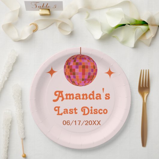 Rosa Orange Groovy Pappteller (Hochzeit)