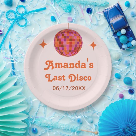 Rosa Orange Groovy Pappteller (Party)