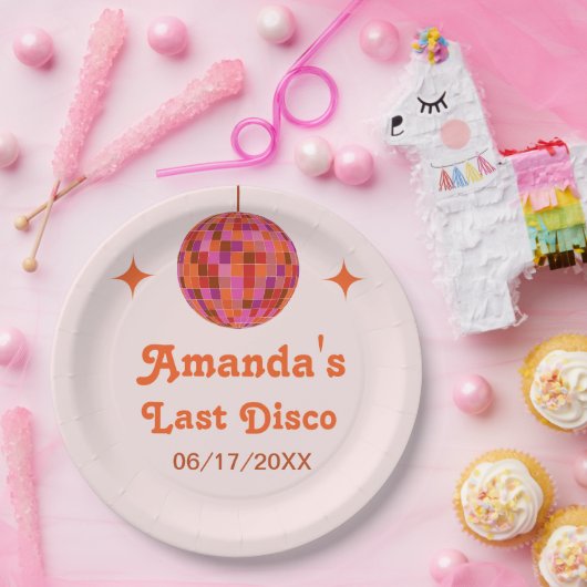 Rosa Orange Groovy Pappteller (Party)