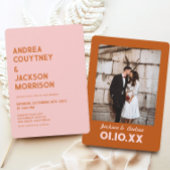 Rosa Orange Groovy Retro 70er Wedding Einladung