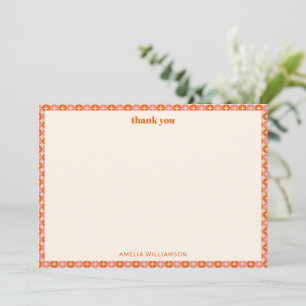 Rosa Orange Groovy Retro Individuelle Hochzeitsdus Dankeskarte