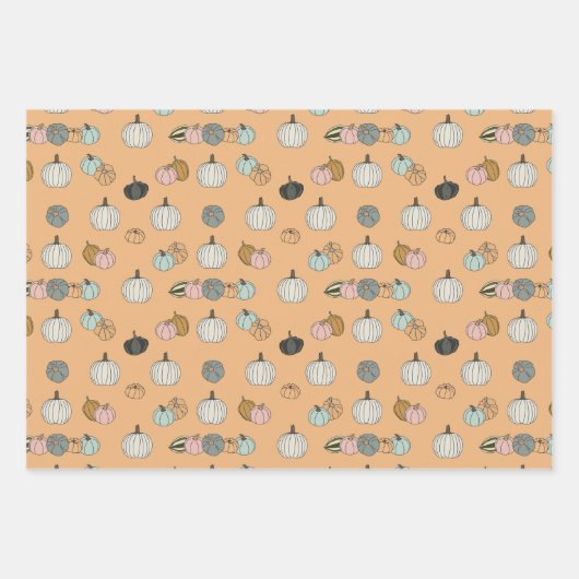 Rosa Orange Grünes Erntedank Geschenkpapier Set (Vorderseite 3)