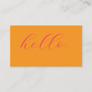 Rosa Orange Hallo Typografie Schriftfarbe Bunt 202 Visitenkarte