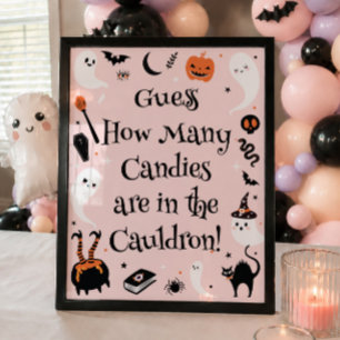 Rosa Orange Halloween-Baby-Party: Errate wie viele Poster
