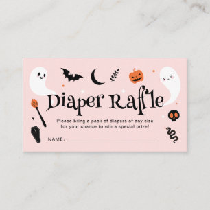 Rosa orange Halloween-Baby-Shower-Windel-Raffel Begleitkarte