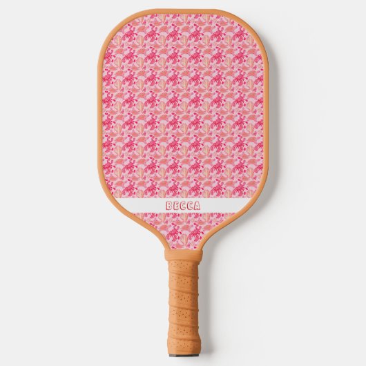 Rosa Orange Hummer unter dem Meer Pickleball Schläger (Vorderseite)