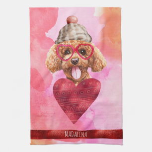 Rosa Orange Hunde Liebhaber Valentinstag Geschenk Geschirrtuch