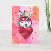 Rosa Orange Husky Valentine's Day-Geschenk Hund Karte (Vorderseite)