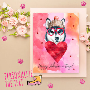 Rosa Orange Husky Valentinstag Geschenk Hund Feiertagspostkarte