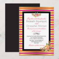 Rosa, Orange & Imitate Gold-Metallic-Streifen Hoch