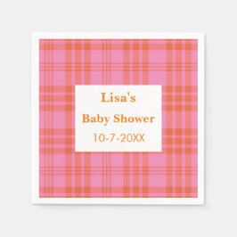 Rosa Orange Kariert Gingham Baby Dusche Serviette