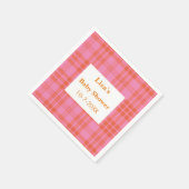 Rosa Orange Kariert Gingham Baby Dusche Serviette (Ecke)