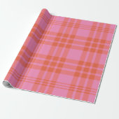 Rosa Orange Kariertes Gingham Karomuster Geschenkpapier (Ungerollt)