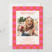 Rosa Orange-Karton Sweet 16-Party-Foto Einladung (Vorderseite)