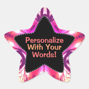 Rosa Orange Krawatte-Färbung Muster Star Sticker