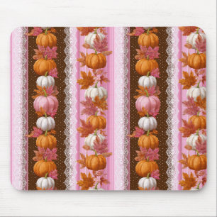 Rosa-orange Kürbis-Blumen-Herbstmuster Mousepad