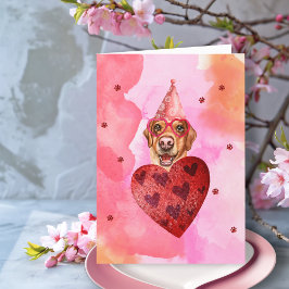 Rosa Orange Labrador Valentinstag Geschenk Hund Feiertagskarte