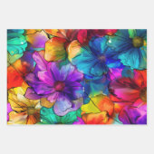 Rosa Orange Lila Aquamarine Blume Alkohol Tinte Geschenkpapier Set (Vorderseite 2)