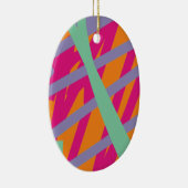 Rosa Orange Lila Aquamarine Linie Abstrakt leuchte Keramik Ornament (Rechts)