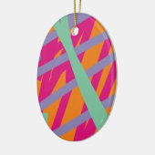 Rosa Orange Lila Aquamarine Linie Abstrakt leuchte Keramik Ornament (Links)