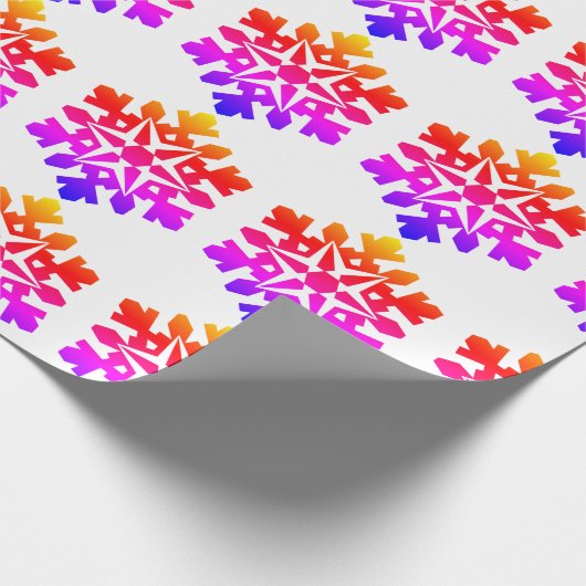 Rosa, orange, lila, blaue Schneeflocke Geschenkpapier (Ecke)
