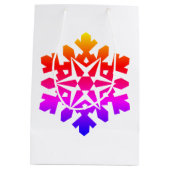 Rosa, orange, lila, blaue Schneeflocke Mittlere Geschenktüte (Rückseite)