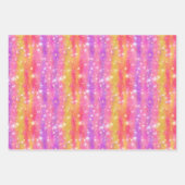 Rosa Orange Lila Glitter Glanz Muster Geschenkpapier Set (Vorderseite)