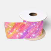 Rosa Orange Lila Glitter Glanz Muster Satinband (Spule)