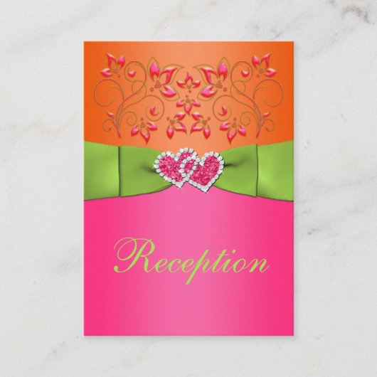 Rosa, orange, Limone Blüte, Herzverschlusskarte Begleitkarte (Vorderseite)