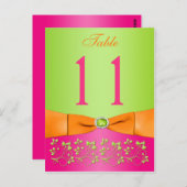 Rosa, orange, Limone florale Tischnummer Postkarte (Vorne/Hinten)