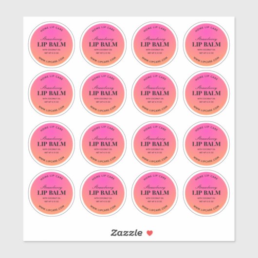 Rosa Orange Lip Berry Balm Labels (Blatt)