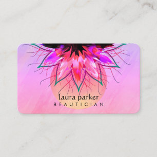 Rosa Orange Lotus Blume Logo Massage Yoga Lehrer Visitenkarte