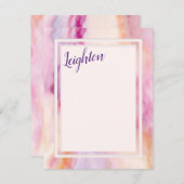 Rosa orange Marmorgrenze Mitteilungskarte (Vorne/Hinten)