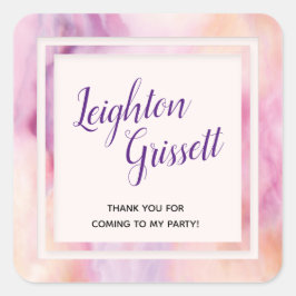 Rosa orange Marmorgrenze Quadratischer Aufkleber