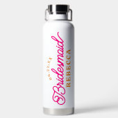 Rosa Orange Minimalistisch Bridesmaid Wasser Flasc Trinkflasche (Rückseite)