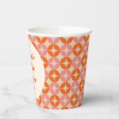 Rosa Orange Mitte des Jahrhunderts Modernes Brautp Pappbecher (Links)