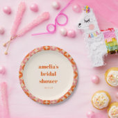 Rosa Orange Mitte des Jahrhunderts Modernes Brautp Pappteller (Party)