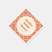 Rosa Orange Mitte des Jahrhunderts Modernes Brautp Serviette (Ecke)